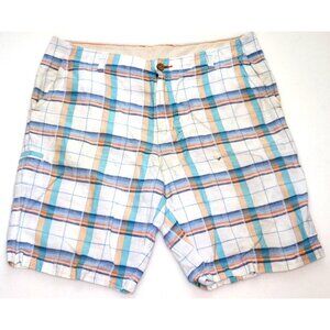 Tommy Bahama Relax Plaid Linen Cotton Shorts Size 36 Coastal Resort Aesthetic